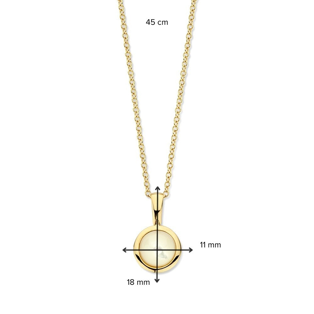Collier en or jaune avec maille ancre et pendentif en nacre taillée en cabochon - 14 carats