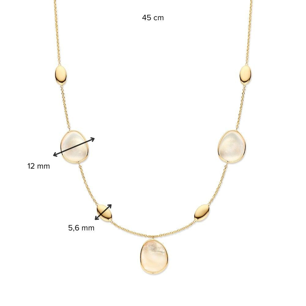 Collier en or jaune avec éléments en or et en nacre - 14 carats
