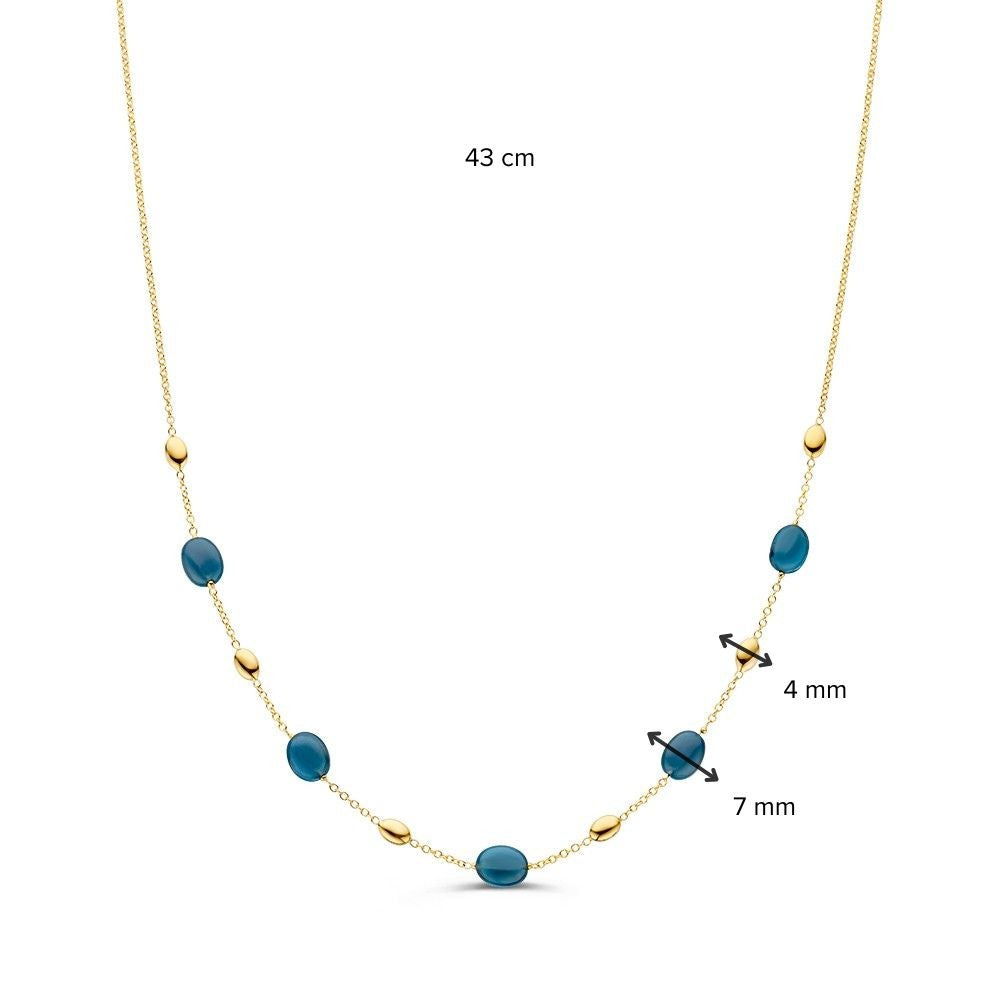 Collier en Or Jaune 14K avec Topaze Bleue – Bijou Élégant pour Femme