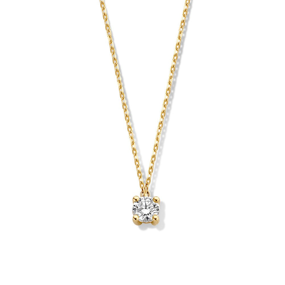 Collier en or jaune avec un pendentif en diamant de 0,30 carat.
