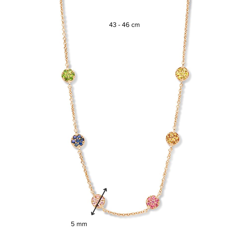 Collier en or rose avec saphirs multicolores – Van der Kooij Luxe Sieraad