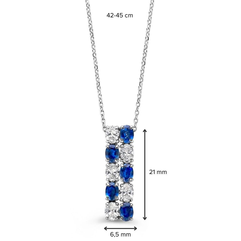 Collier or blanc diamant+saphir