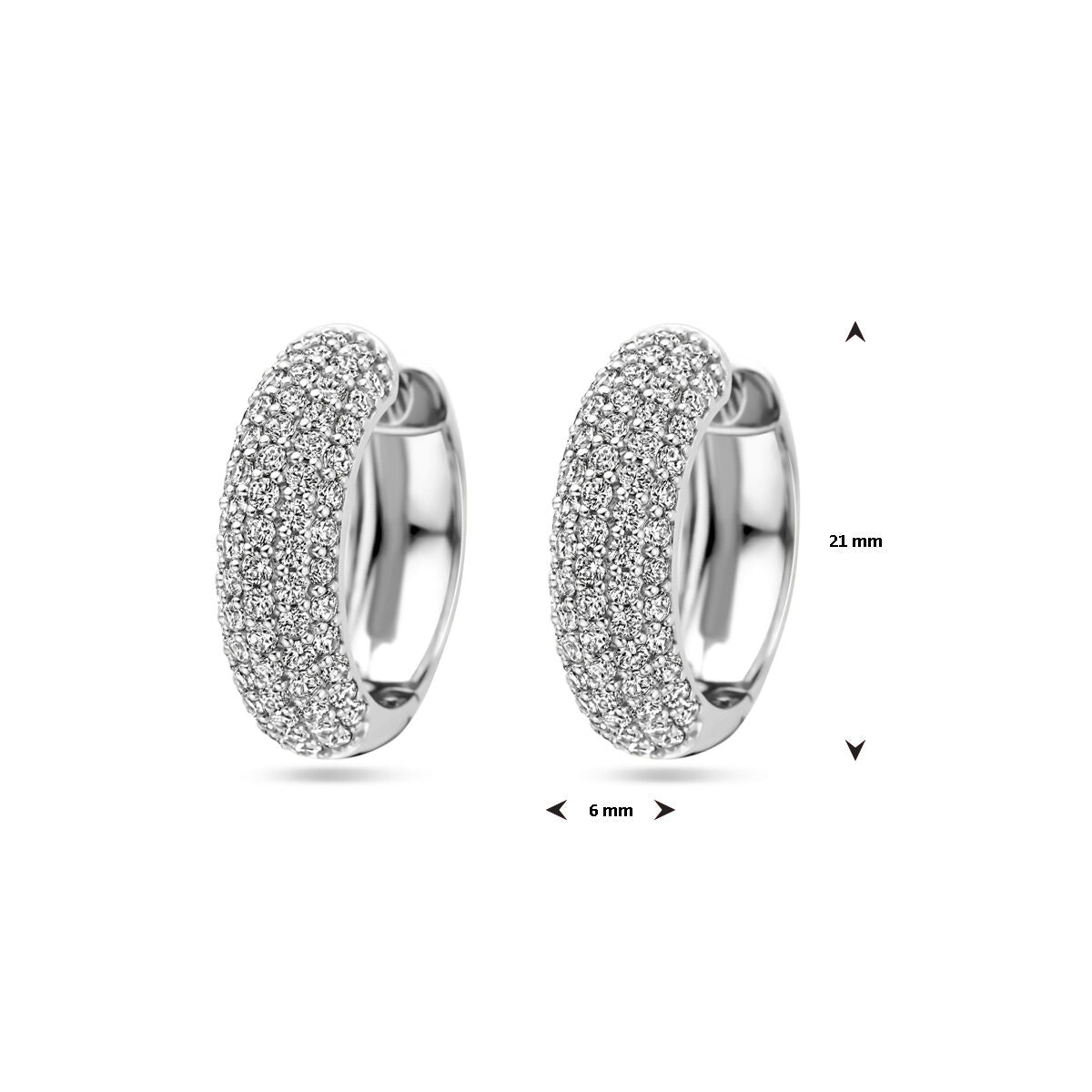 créoles zircone 21 mm argent rhodié