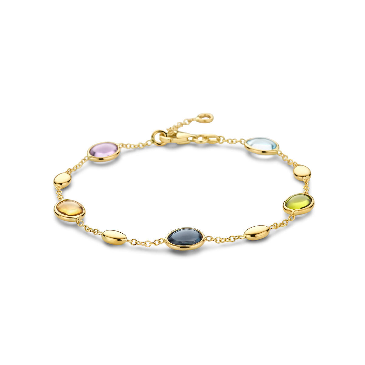 Bracelet en or 14K avec des pierres naturelles de couleurs variées.