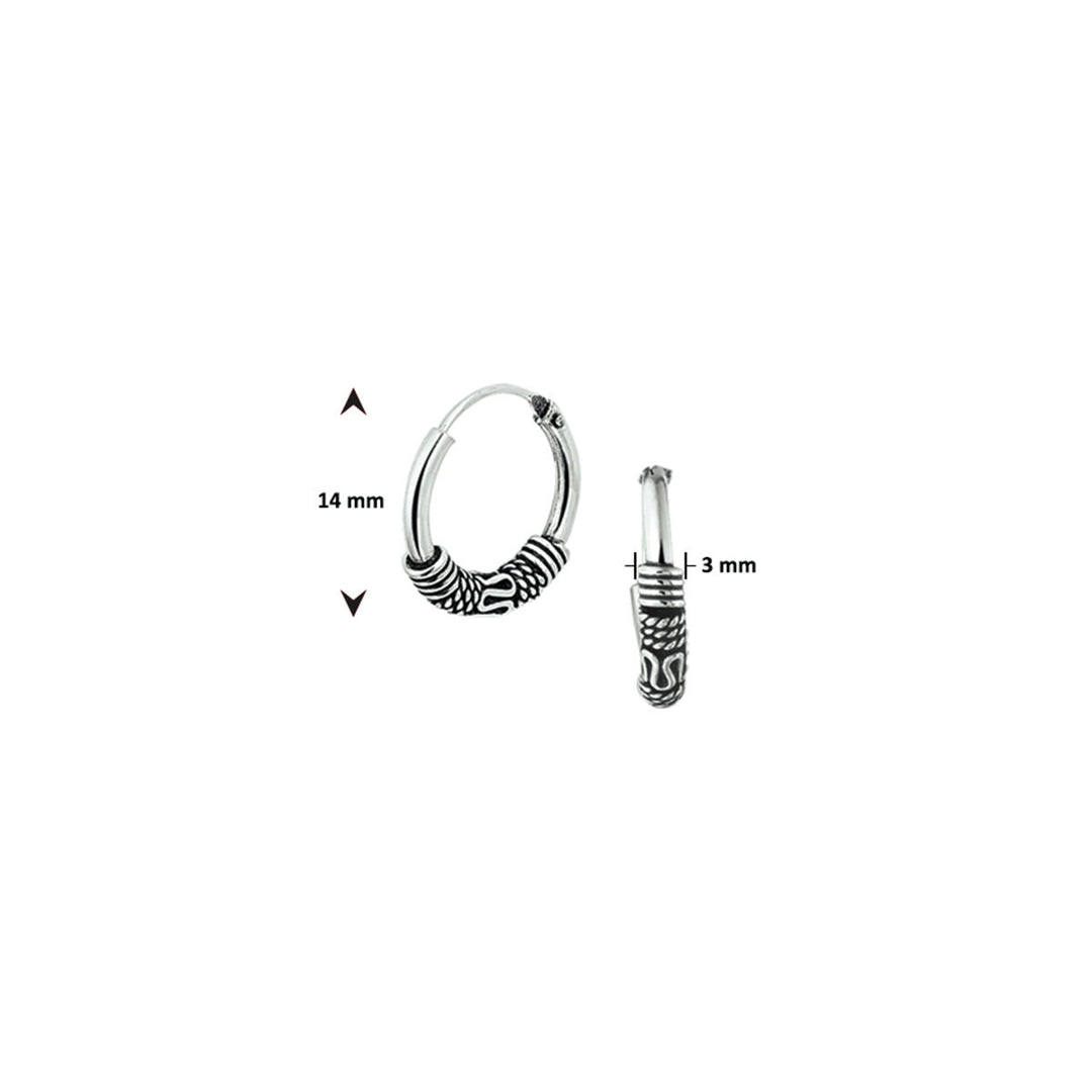 oorringen oxi bali 3,0 mm zilver geoxideerd
