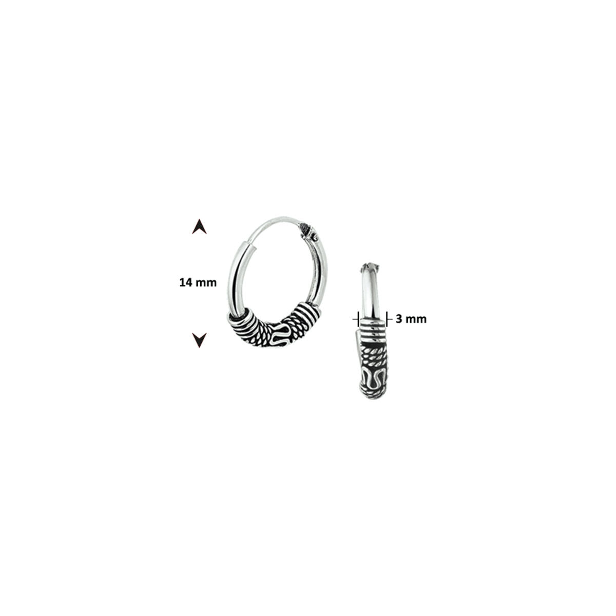 créoles oxi bali 3,0 mm argent oxydé