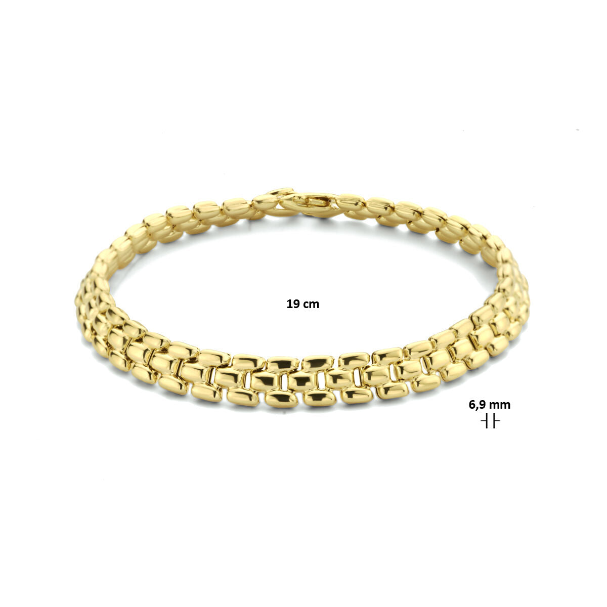 bracelet panthère 6,9 mm 19 cm 3 microns argent plaqué or (jaune)