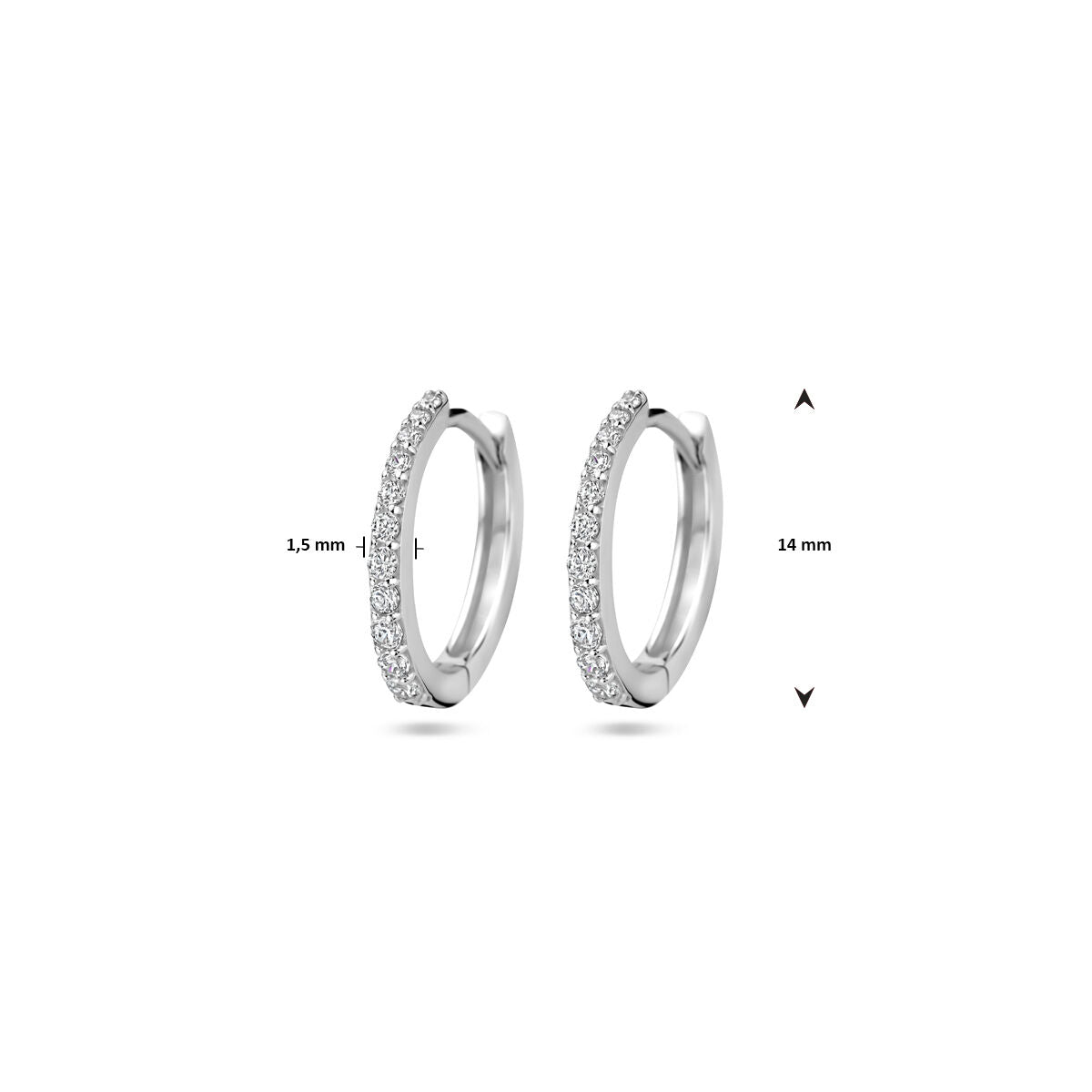 créoles zircone 14 mm argent rhodié