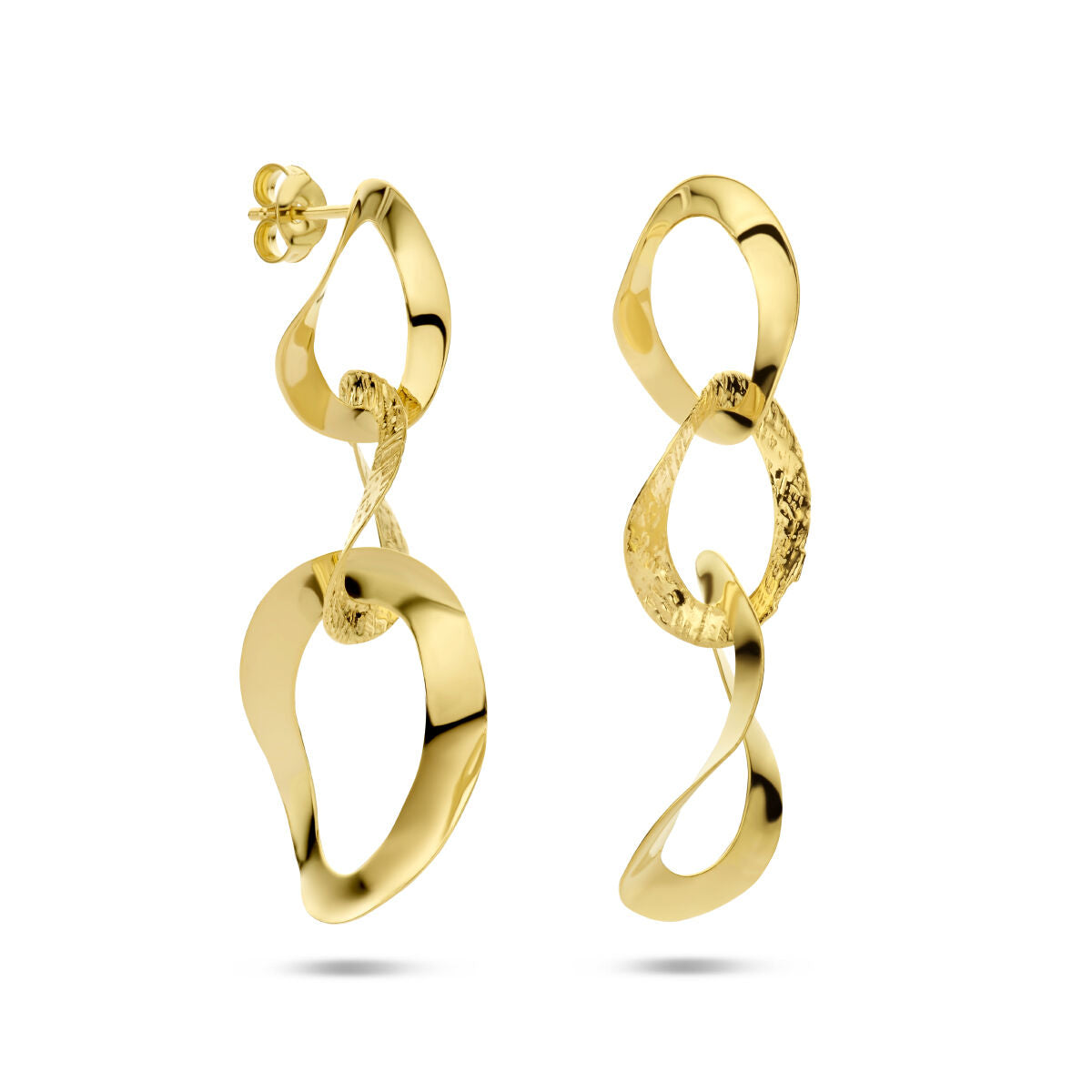 boucles d'oreilles ovales poli/mat 1 micron argent plaqué or (jaune)