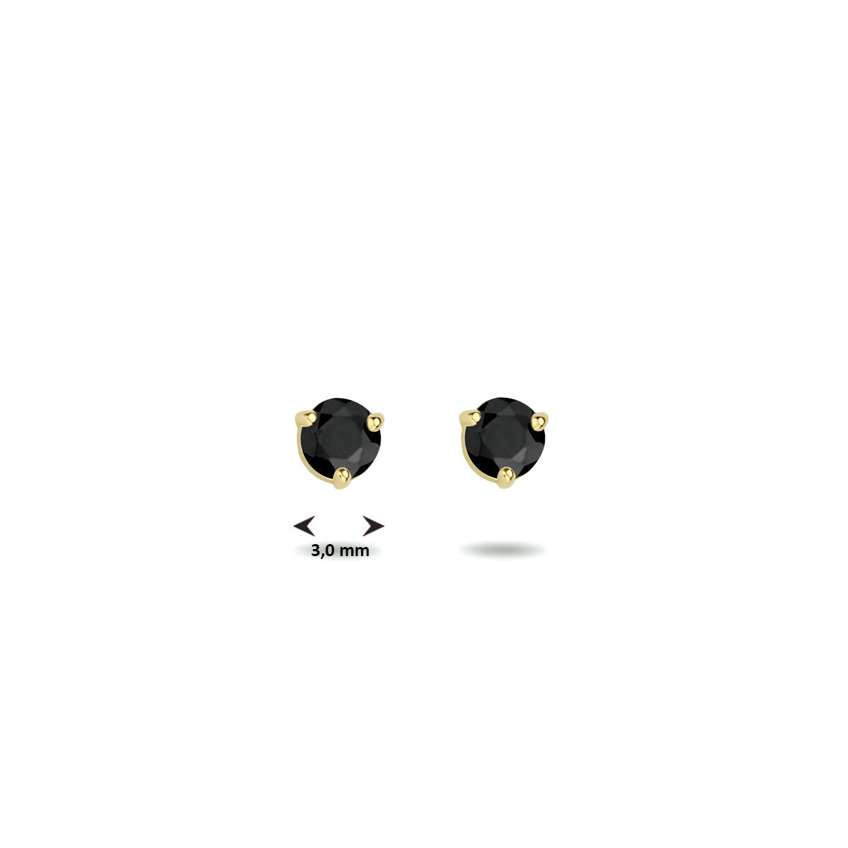 puces d'oreilles zircone noire 14K or jaune