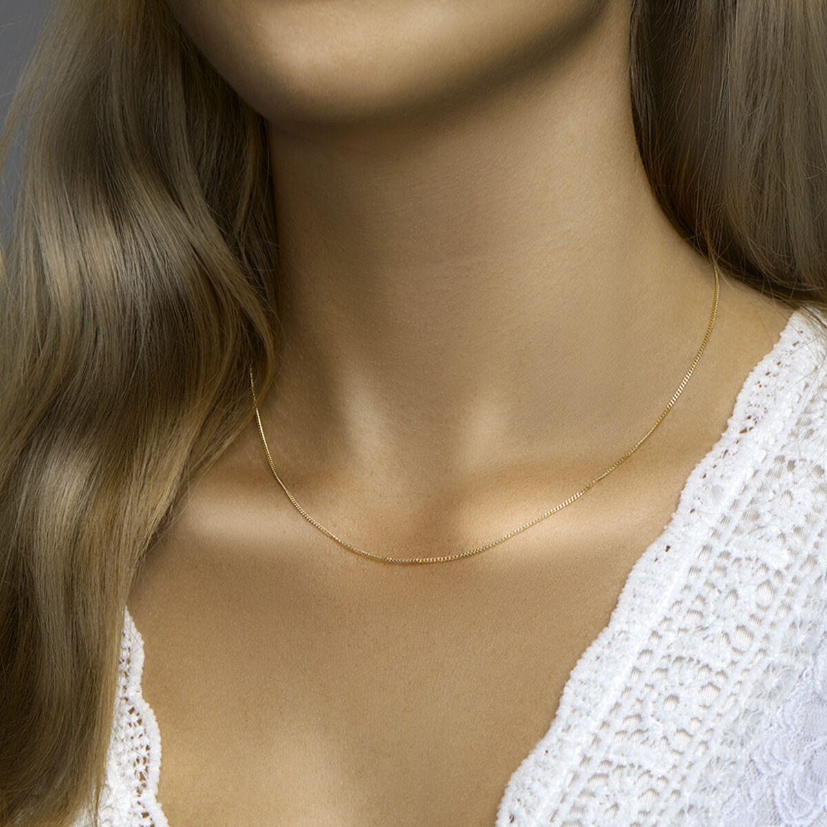 collier gourmette 4 côtés taillés 1,2 mm 3 microns argent plaqué or (jaune)