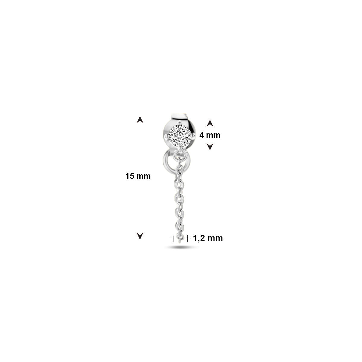 puce d'oreille en zircone argent rhodié