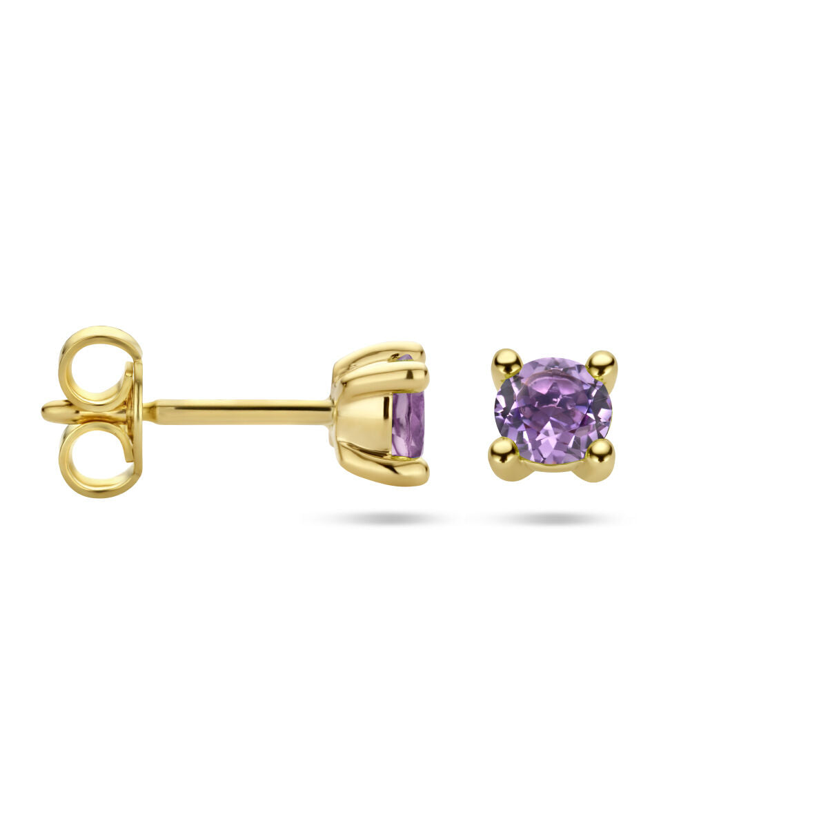 puces d'oreilles améthyste or jaune 14K