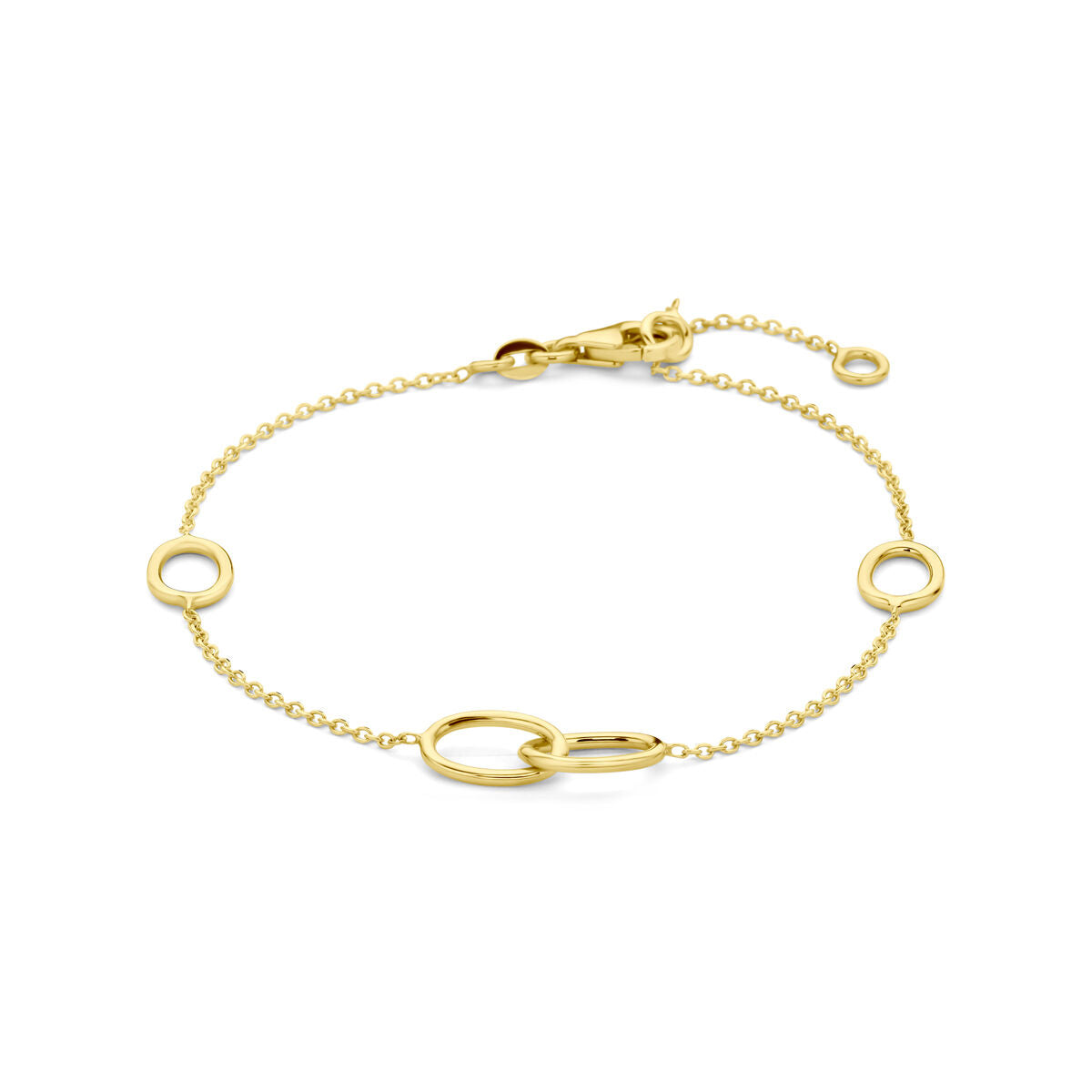 Bracelet en or 14K avec des ovales et des maillons ronds.