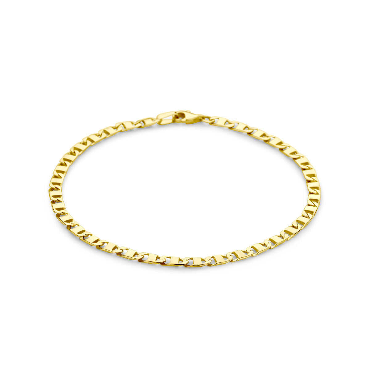 Bracelet en or jaune 14 carats de 3,5 mm avec maillons torsadés.