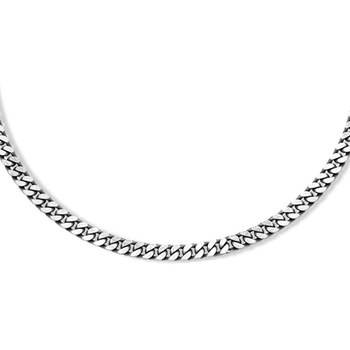 Collier en argent pour homme, chaîne gourmette oxydée, 6 côtés, 4,6 mm.
