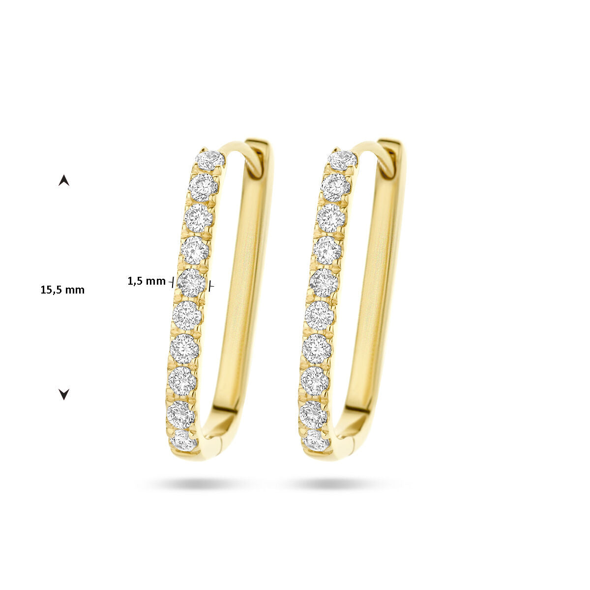 créoles paperclip diamant 0.22ct (2x 0.11ct) h si or jaune 14K