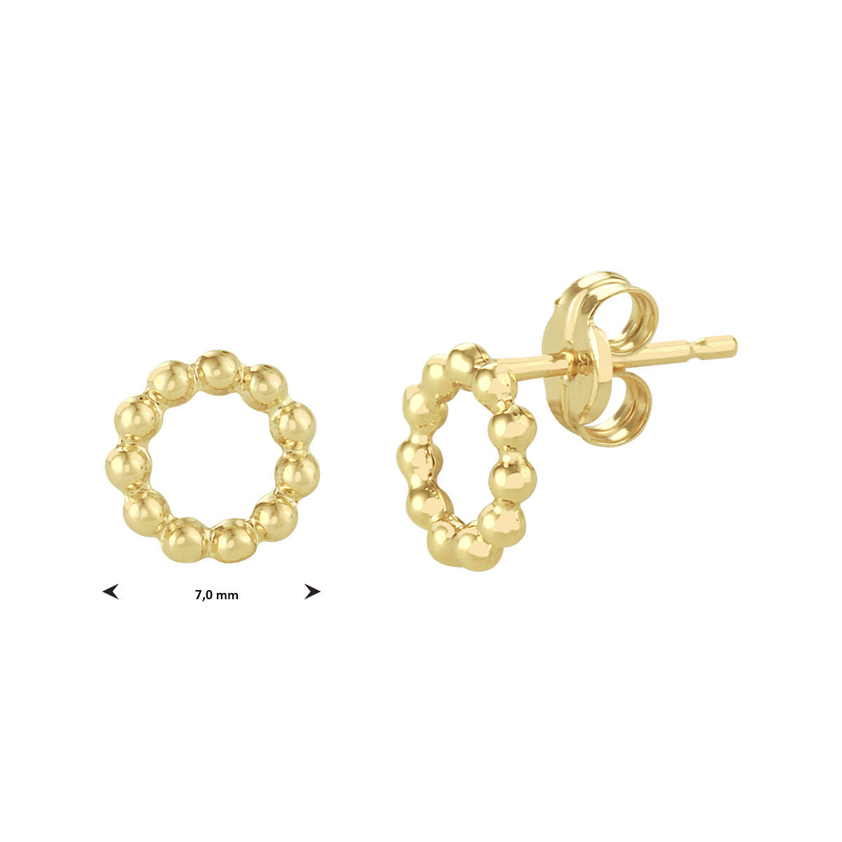 puces d'oreilles rondes billes 14K or jaune