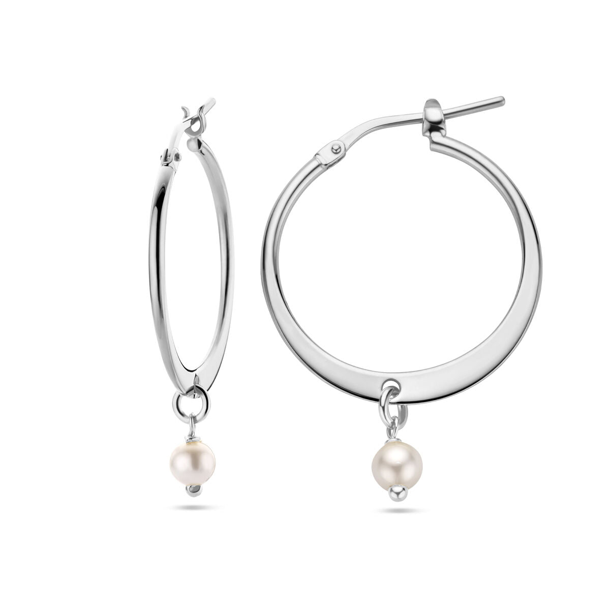 boucles d'oreilles perle synth. argent rhodié