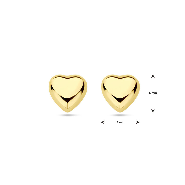 oorknoppen hart 14K geelgoud