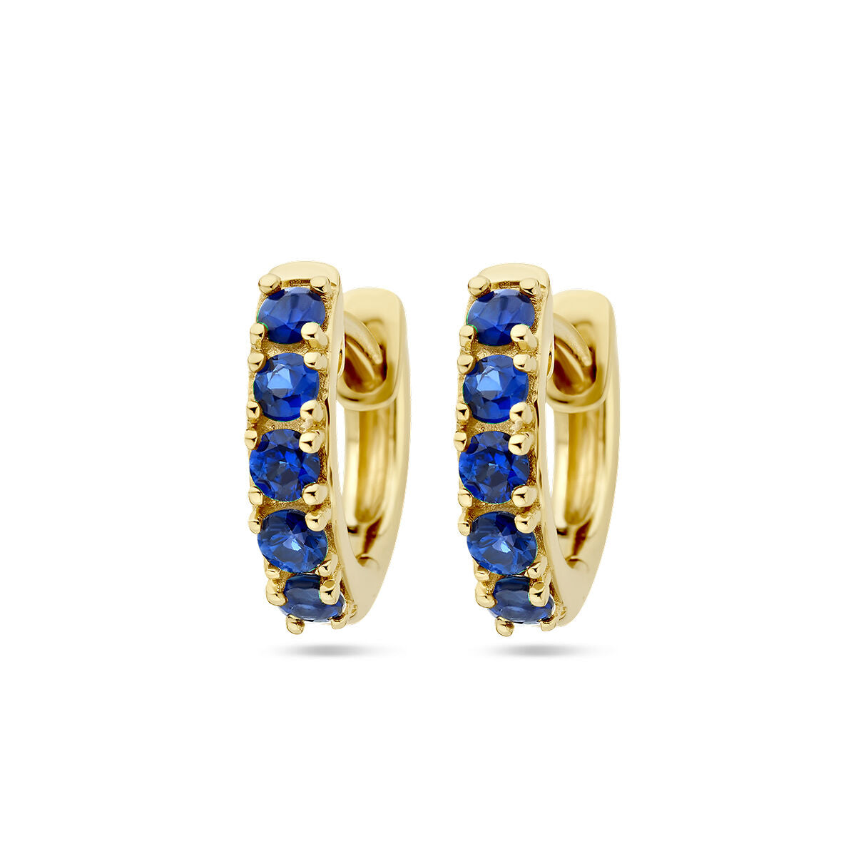 Boucles d'oreilles en or jaune 14K avec saphirs bleus.