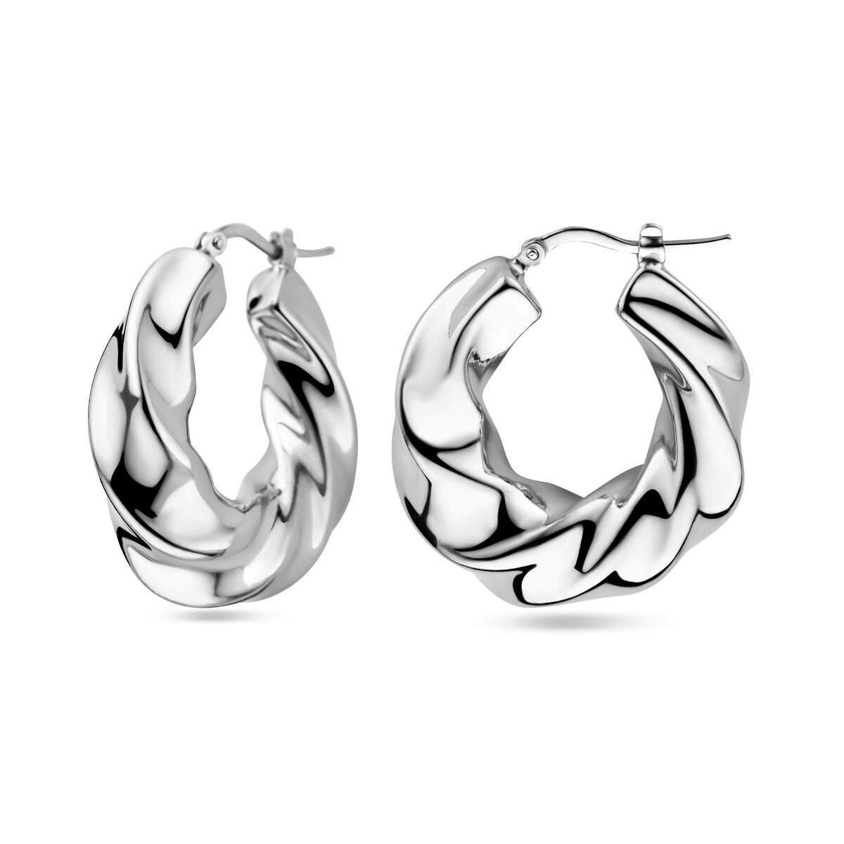 créoles en argent rhodié torsadées
