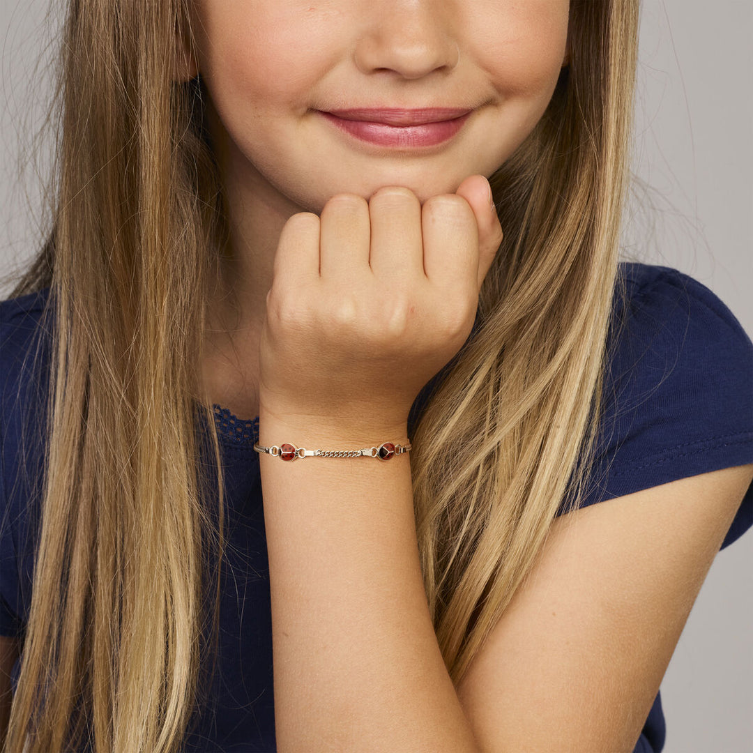armband lieveheersbeestje 11 - 13 cm zilver gerhodineerd