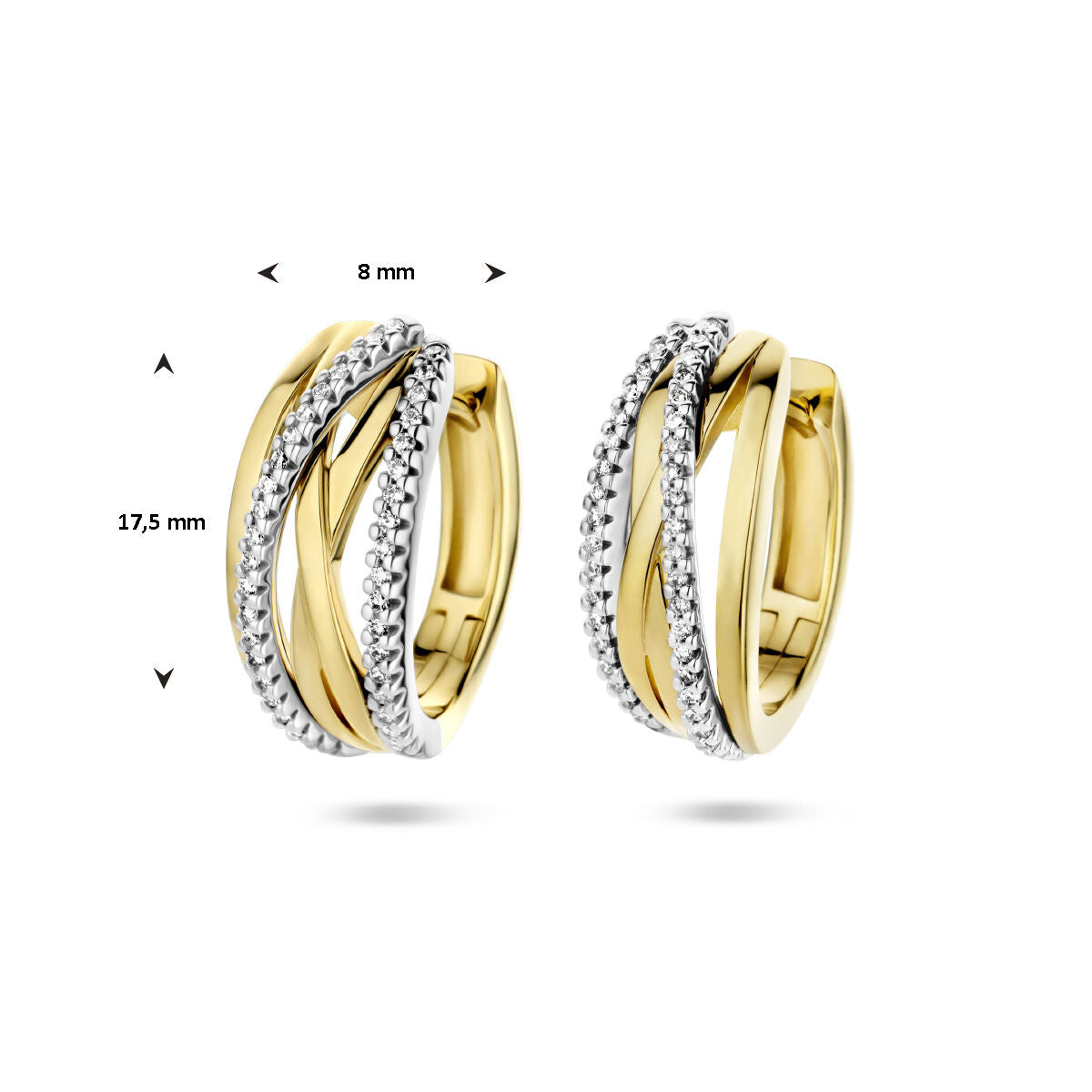 créoles diamant 0.25ct (2x 0.125ct) h si or bicolore jaune/blanc 14K