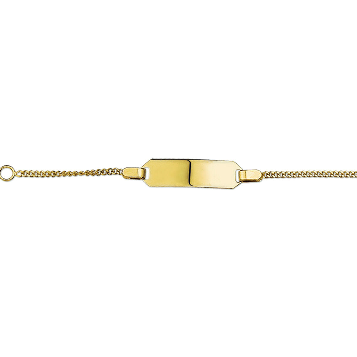 Bracelet gourmet en or jaune 14K avec plaque gravable de 5 mm.