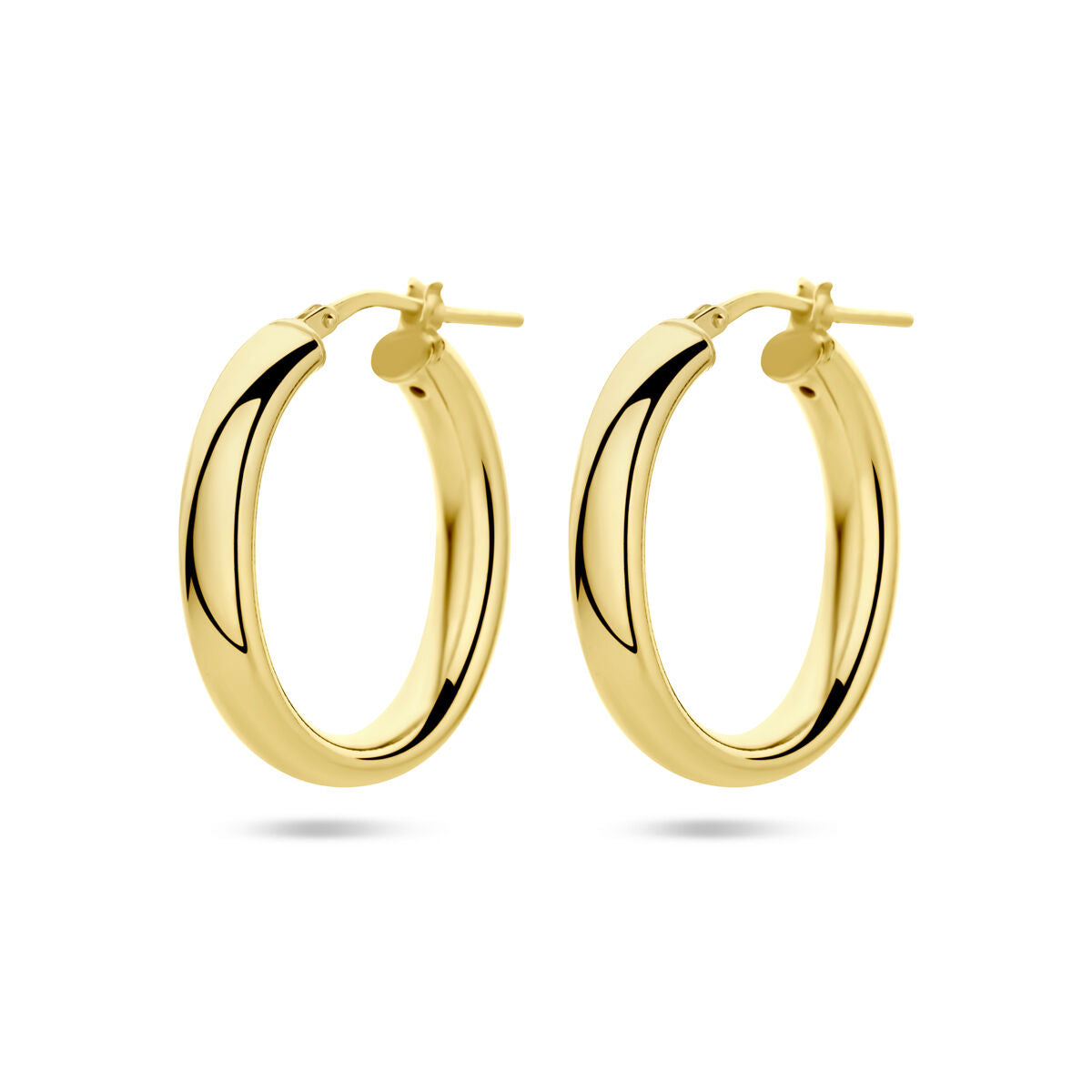 Boucles d'oreilles en forme de tube demi-ronde, plaquées en or jaune.