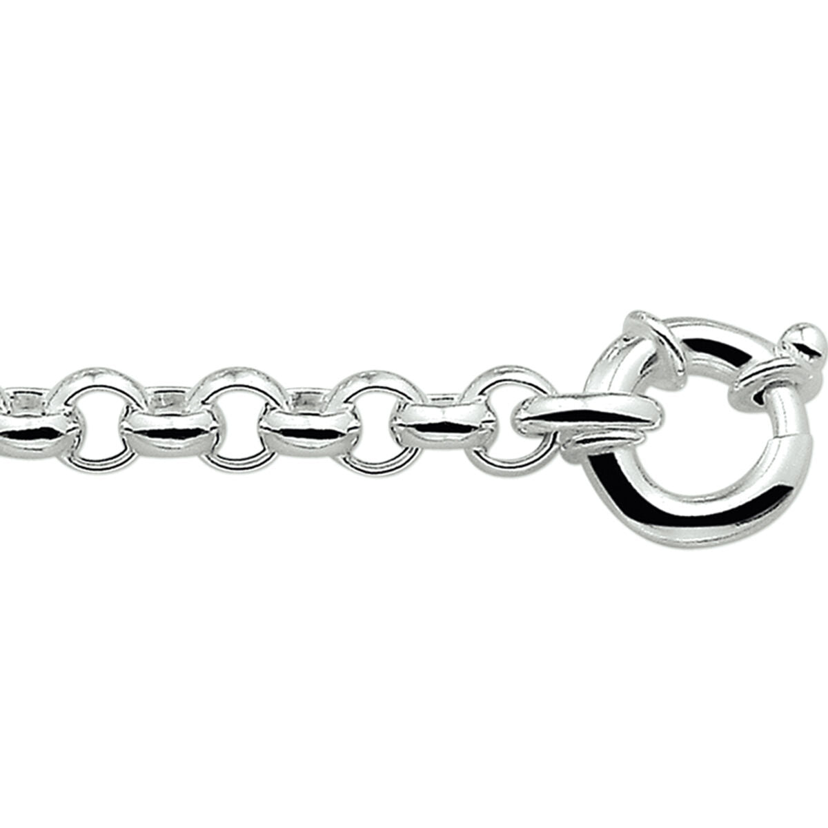 Bracelet jasseron en argent rhodié de 7 mm avec un grand fermoir à ressort.