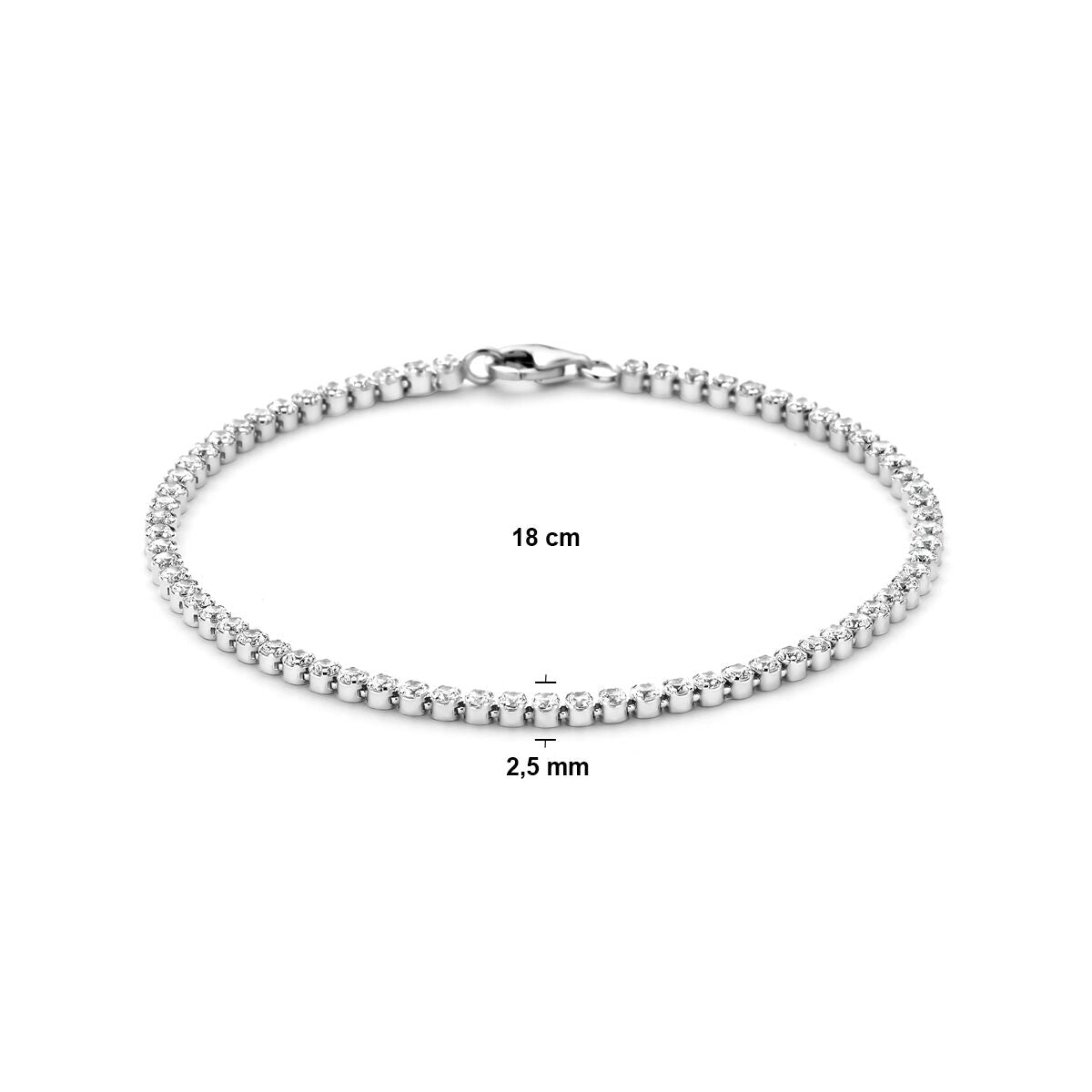 bracelet de tennis zircone 2,5 mm argent rhodié