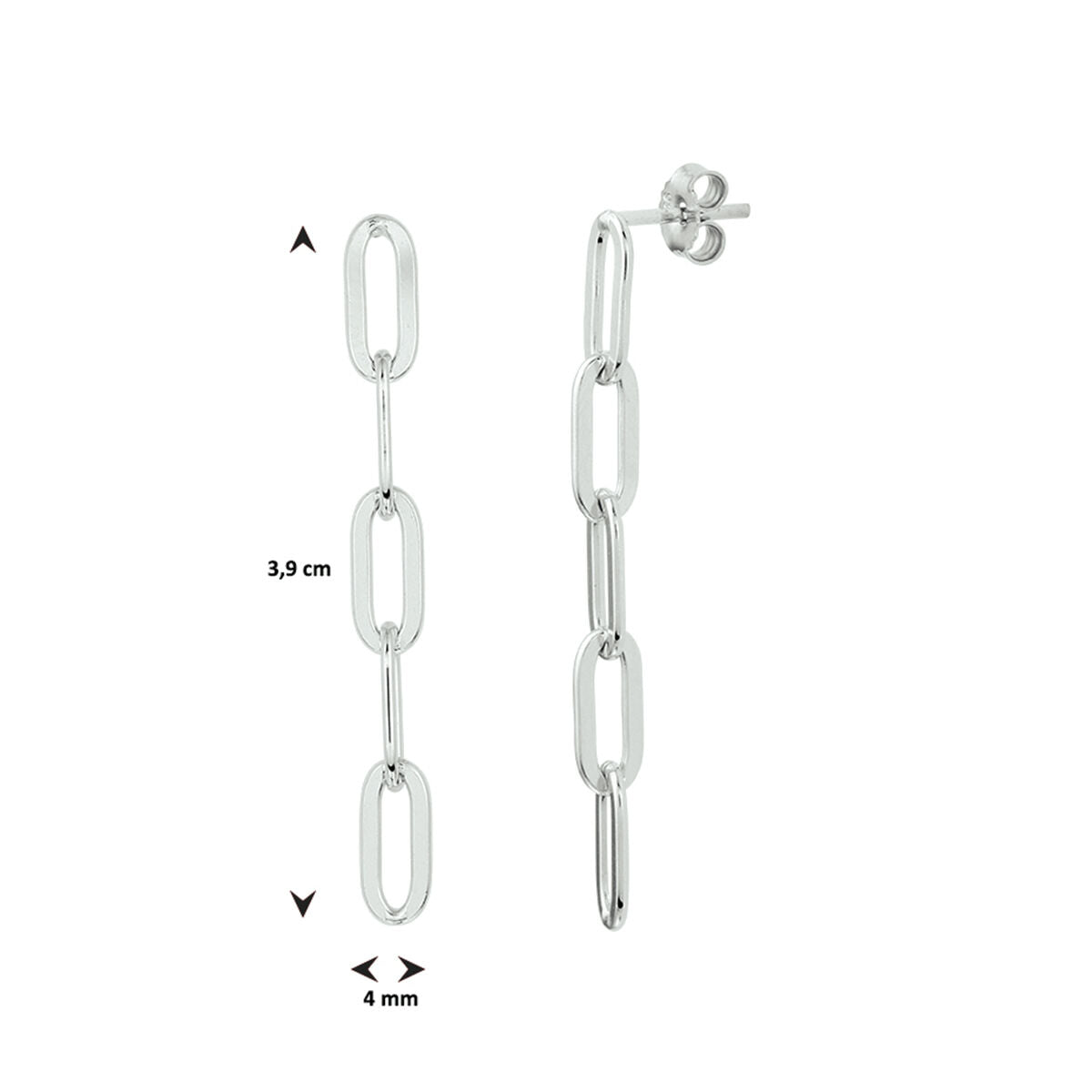 boucles d'oreilles paperclip argent rhodié