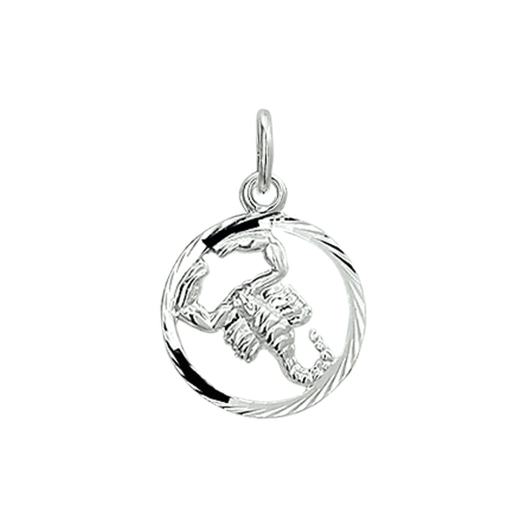 Van der Kooij Collectie hanger sterrenbeeld gediamanteerd zilver wit met rond design, getextureerde rand en klein oogje bovenaan. Deze unisex hanger is elegant en ideaal voor aan je ketting.