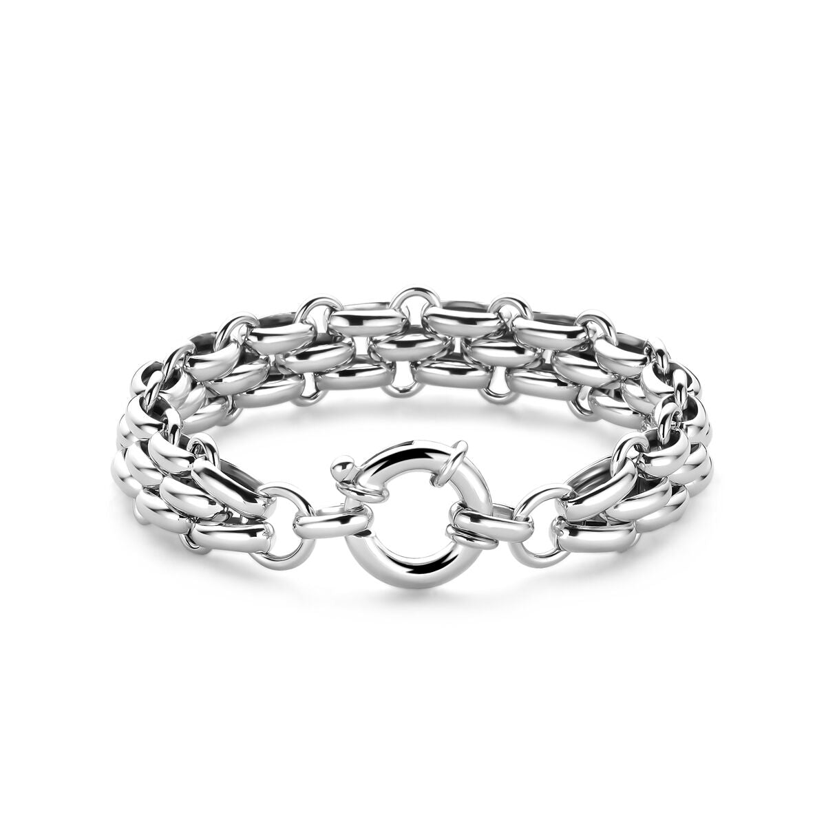 Bracelet en argent 925 rhodié avec des maillons robustes et un fermoir élégant.