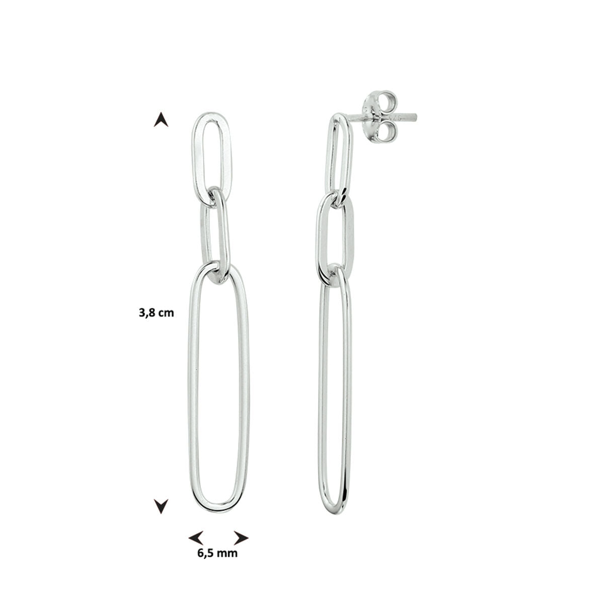 boucles d'oreilles paperclip argent rhodié