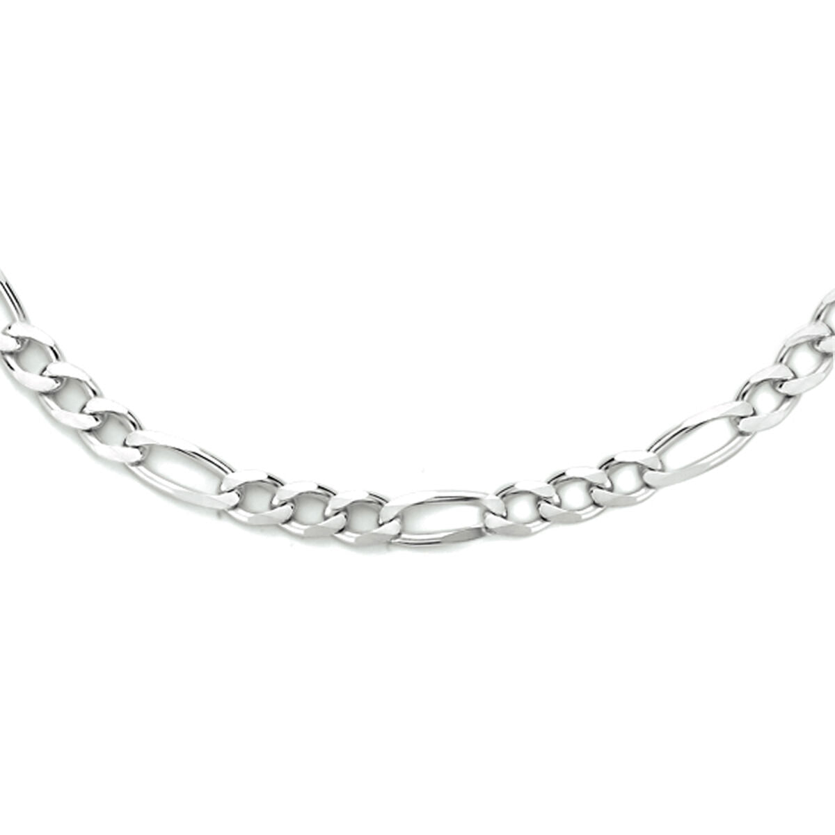 Collier en argent rhodié de 50 cm avec maillons figaro de 4,0 mm.