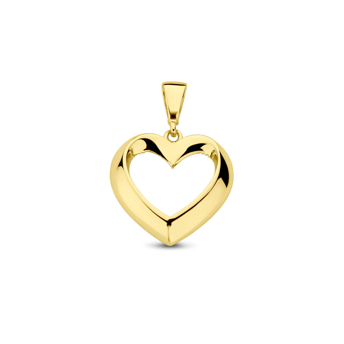 pendentif en cœur en or jaune 14K, poli et brillant.