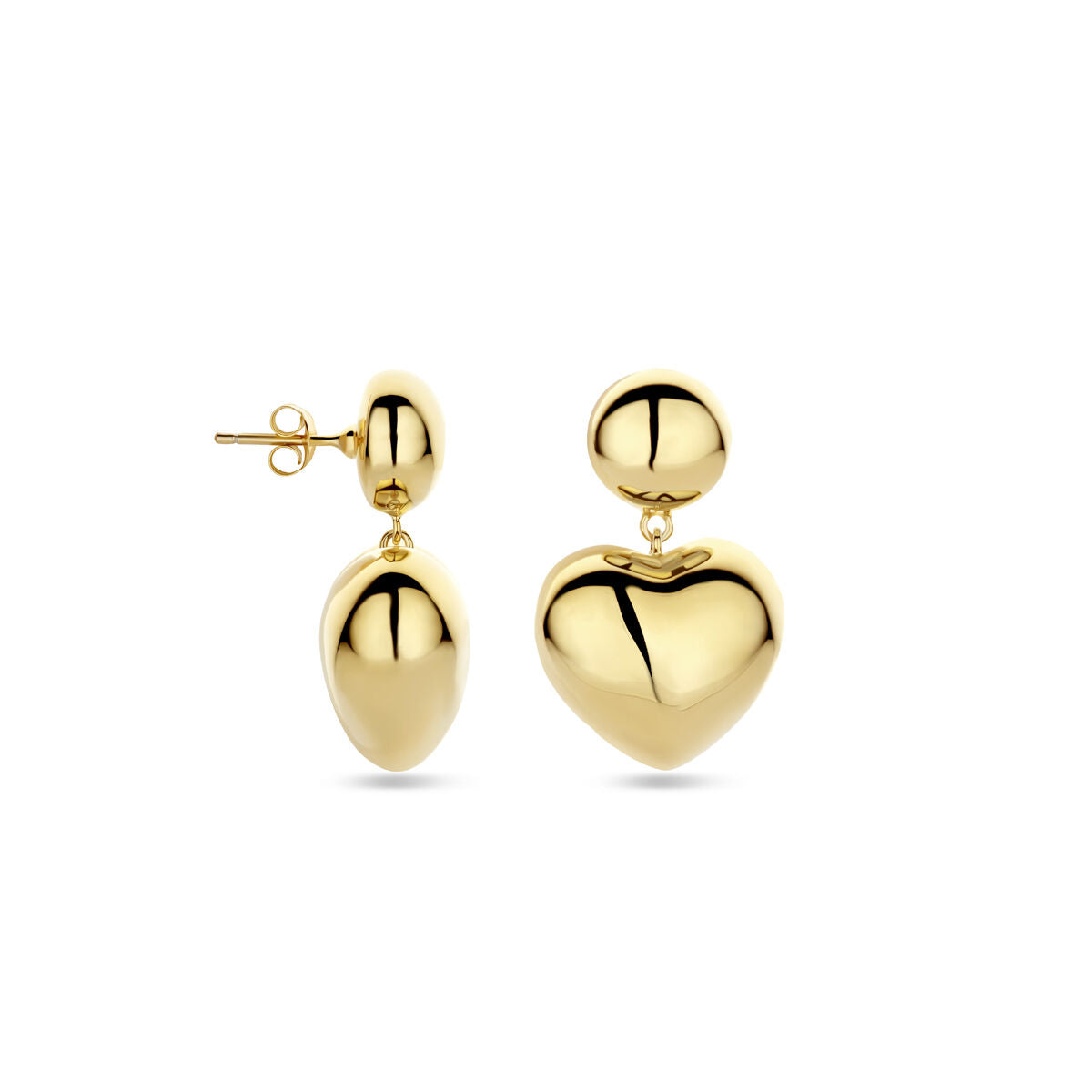 boucles d'oreilles cœur 32 mm 1 micron argent plaqué or (jaune)