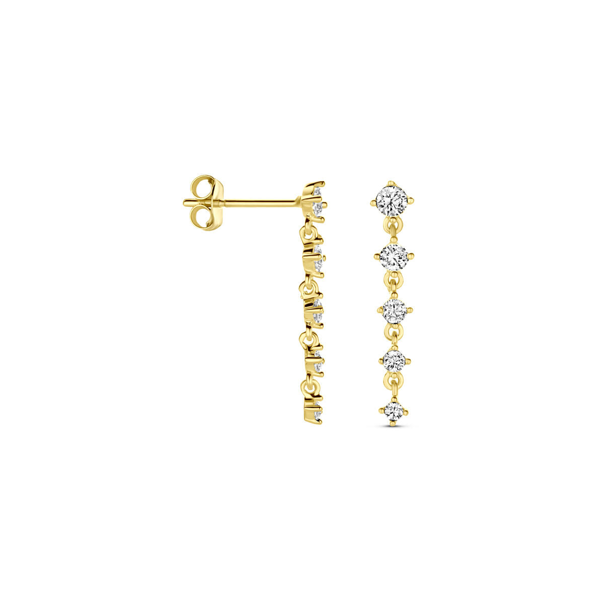 boucles d'oreilles zircone 19 mm 14K or jaune