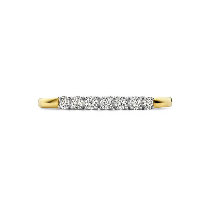 memoire ring diamant 0.21ct h si 14K bicolor goud geel/wit