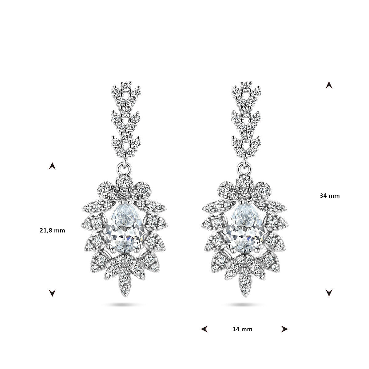 boucles d'oreilles zircone argent rhodié
