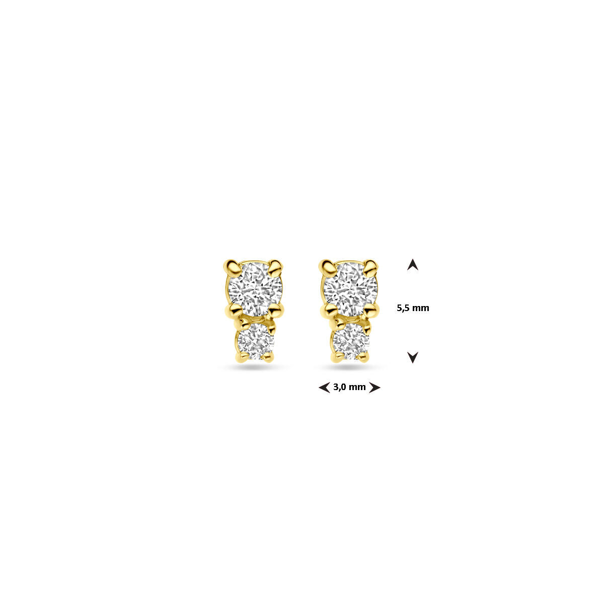 puces d'oreilles diamant 0.26ct (2x 0.13ct) h si 5,5 mm or jaune 18K