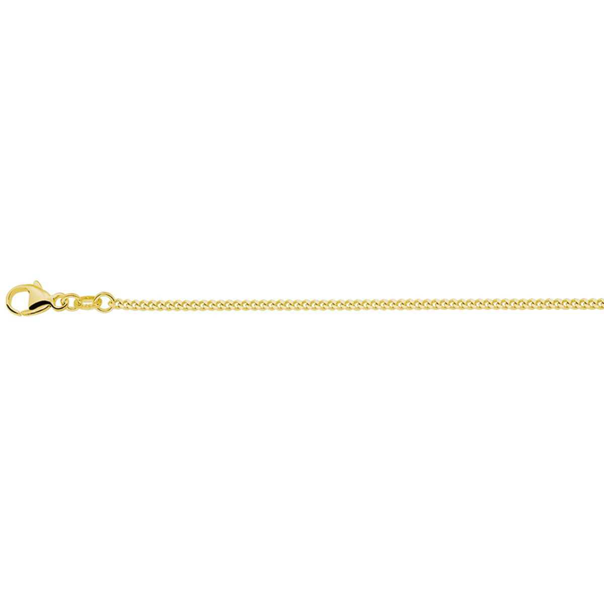 Gourmette collier van 3 micron zilver verguld in geel, 1,4 mm breed, met een lengte van 41 + 4 cm.