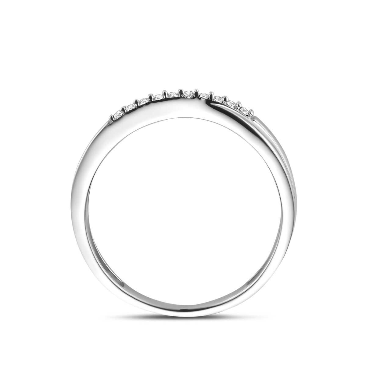 Bague en argent rhodié avec zircone en style entourage