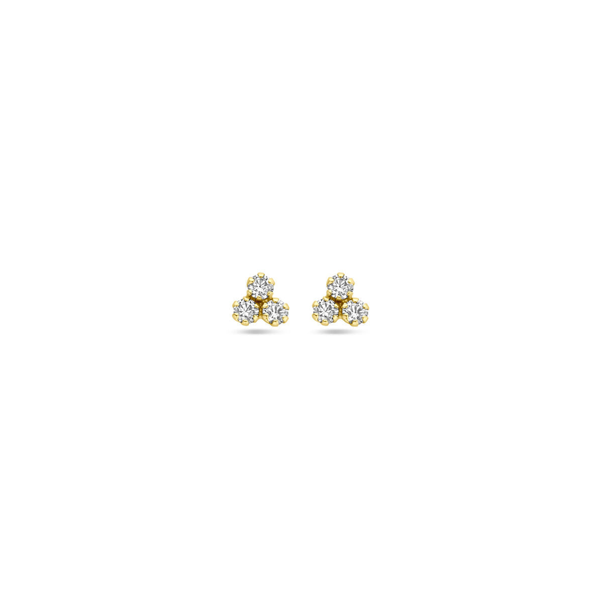 Boucles d'oreilles en or jaune 14K avec zircones de 4,5 mm.