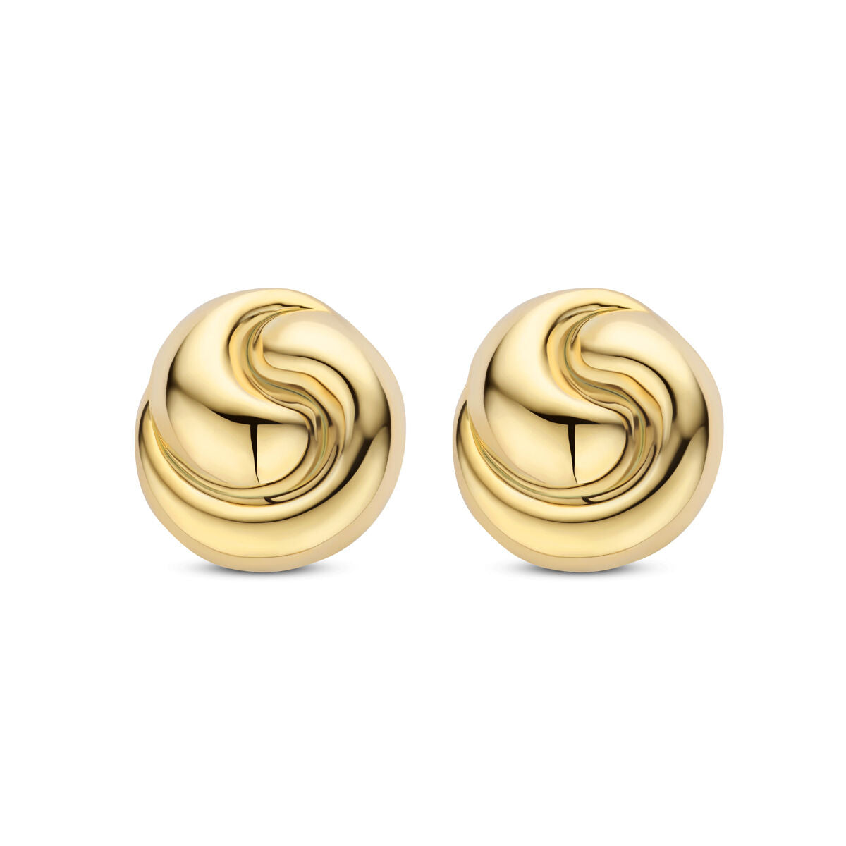 Boucles d'oreilles en argent doré, forme de nœud, diamètre de 18 mm.