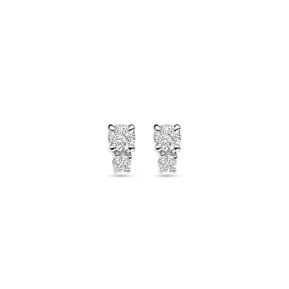 Boucles d'oreilles en or blanc 18K avec diamants de 0,26 ct (2x 0,13 ct), forme ronde, 5,5 mm.