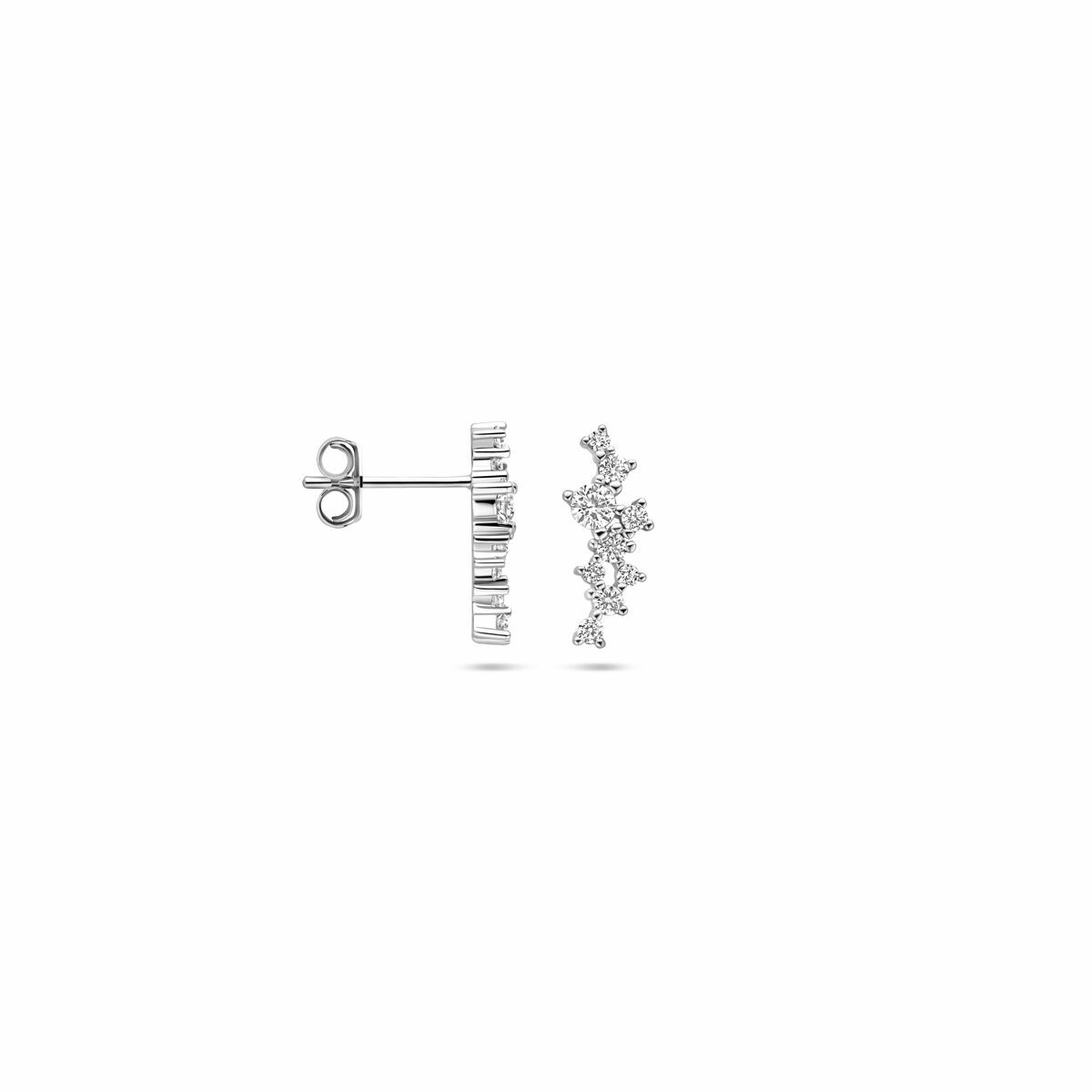 puces d'oreilles zircone 15 mm argent rhodié