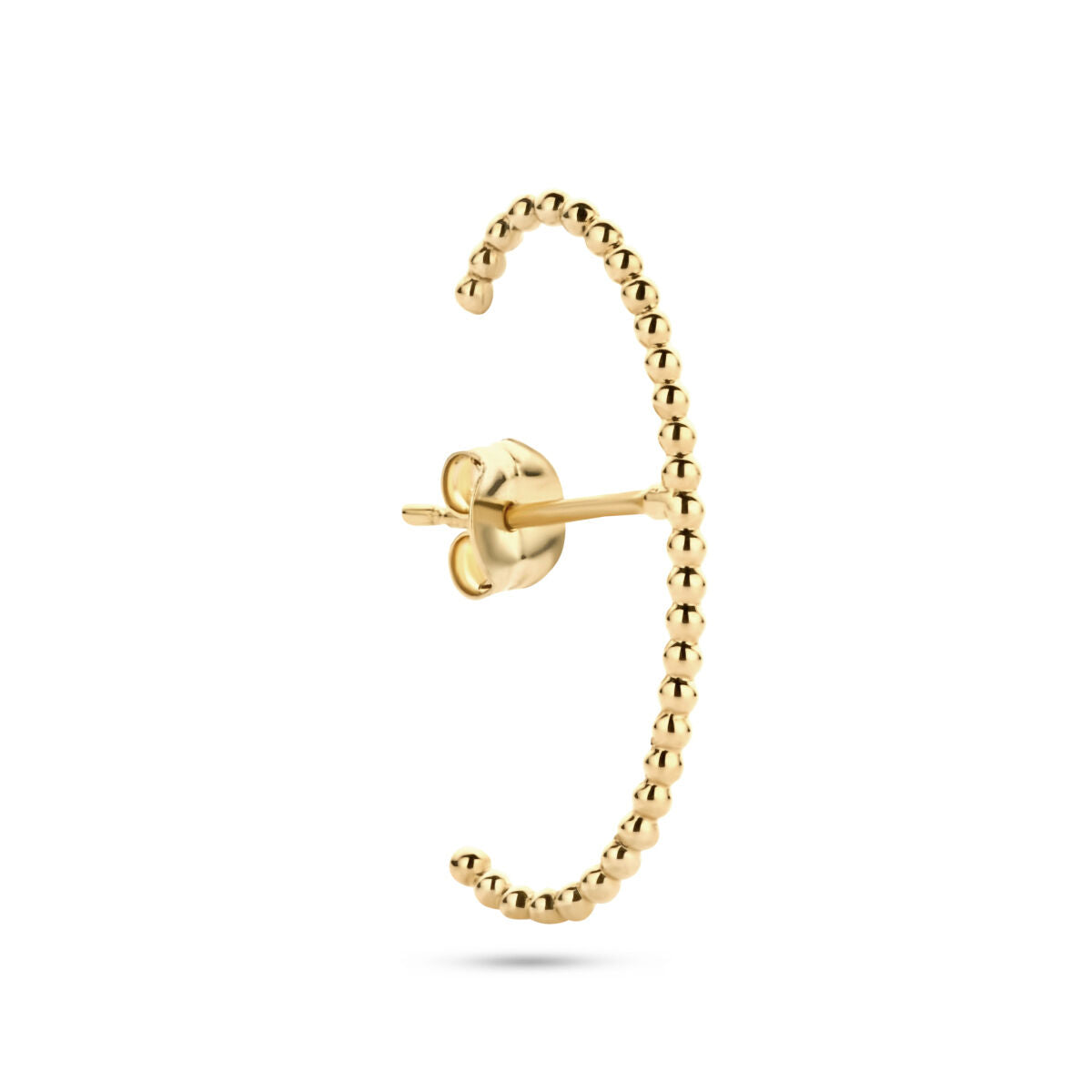 Boucles d'oreilles en or jaune 14K avec des petites perles en forme de boule.